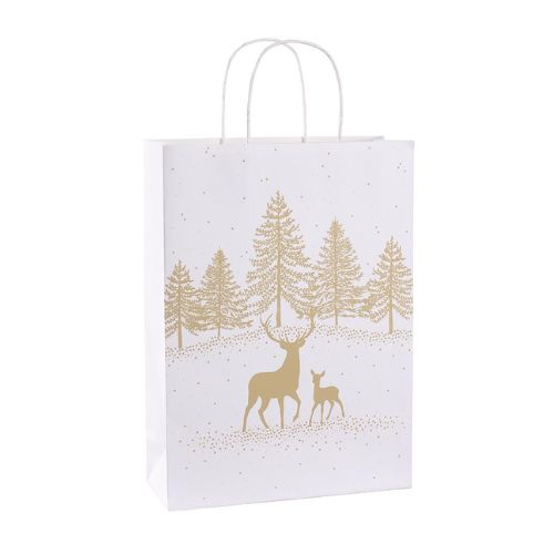 Large Gold Stag Design Christmas Gift Bag Christmas Gift Bags & Boxes FabFinds   