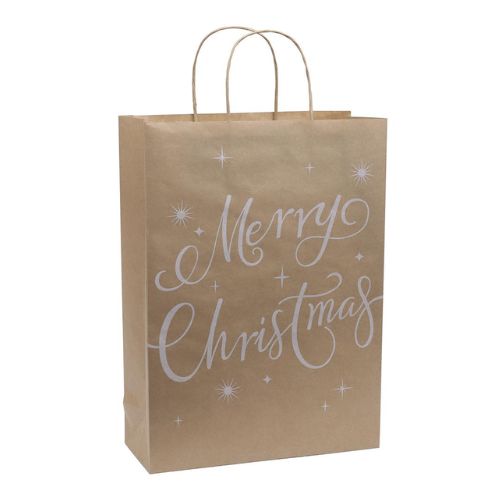 Large Brown Merry Christmas Gift Bag Christmas Gift Bags & Boxes FabFinds   