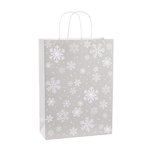 Large Silver Snowflake Christmas Gift Bag Christmas Gift Bags & Boxes FabFinds   