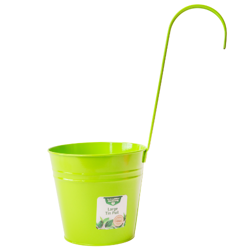 Colourful Tin Pail Over The Fence Plant Pot Large 15cm Assorted Colours Plant Pots & Planters FabFinds