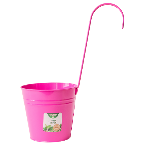 Colourful Tin Pail Over The Fence Plant Pot Large 15cm Assorted Colours Plant Pots & Planters FabFinds