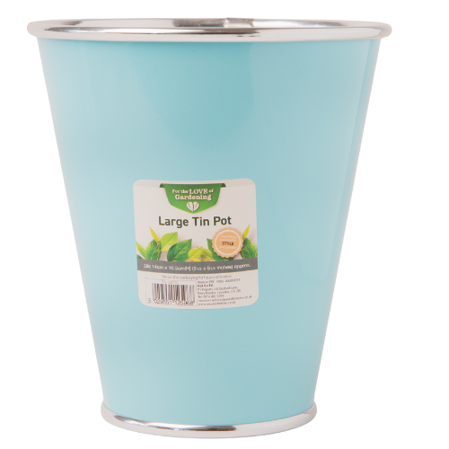 Decorative Large Tin Colourful Plant Pot 17cm Plant Pots & Planters FabFinds Blue