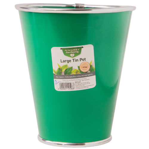 Decorative Large Tin Colourful Plant Pot 17cm Plant Pots & Planters FabFinds Green