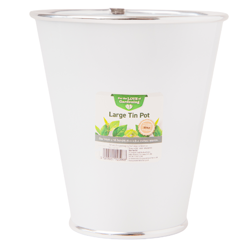Decorative Large Tin Colourful Plant Pot 17cm Plant Pots & Planters FabFinds White