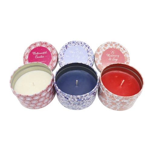 Latham & Hall Set Of 3 Scented Candle Tins Butterscotch, Blue Cedar, Rosemary Candles Latham & Hall   