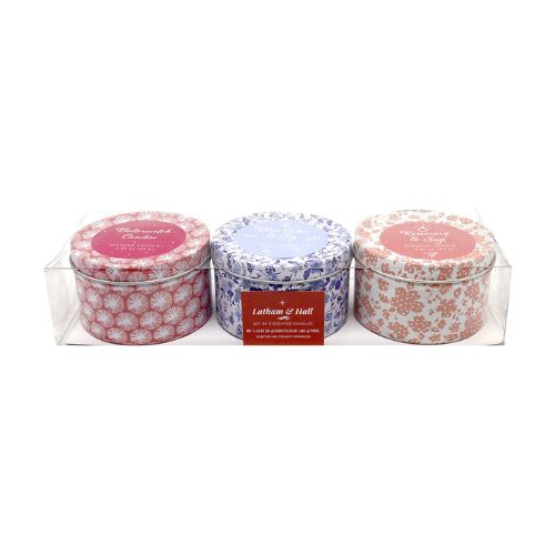 Latham & Hall Set Of 3 Scented Candle Tins Butterscotch, Blue Cedar, Rosemary Candles Latham & Hall   