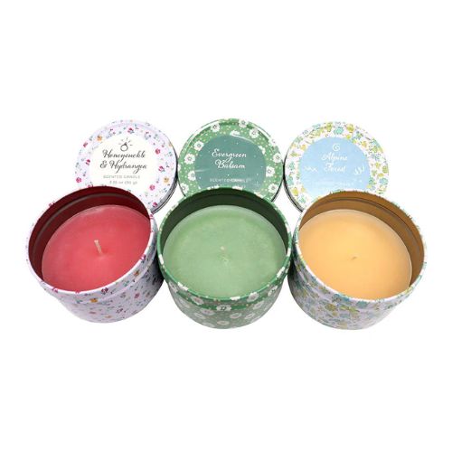 Latham & Hall Set Of 3 Scented Candles Honeysuckle, Evergreen & Alpine Candles Latham & Hall   