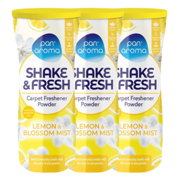 Pan Aroma Shake & Fresh Carpet Freshener Powder Lemon & Blossom Mist 500g Floor & Carpet Cleaners Pan aroma Pack of 3