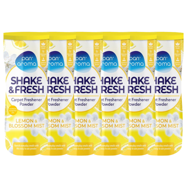 Pan Aroma Shake & Fresh Carpet Freshener Powder Lemon & Blossom Mist 500g Floor & Carpet Cleaners Pan aroma Pack of 6