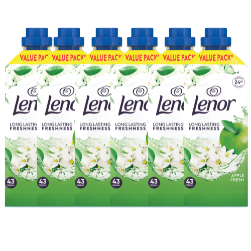 Lenor Fabric Conditioner Apple Fresh Long Lasting Crisp Freshness 43 Washes Assorted Packs Laundry - Fabric Conditioner Lenor Pack of 6