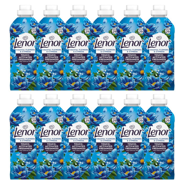 Lenor Coastal Flowers and Cypress Fabric Conditioner 48/29 Washes Assorted Packs Laundry - Fabric Conditioner Lenor 29 Wash Pack of 12