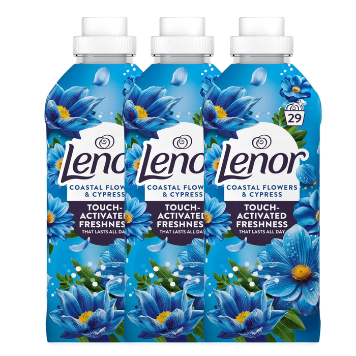 Lenor Coastal Flowers and Cypress Fabric Conditioner 48/29 Washes Assorted Packs Laundry - Fabric Conditioner Lenor 29 Wash Pack of 3