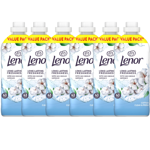 Lenor Fabric Conditioner Cotton Fresh Crisp Long Lasting Softness 43 Washes Assorted Packs Laundry - Fabric Conditioner Lenor Pack of 6
