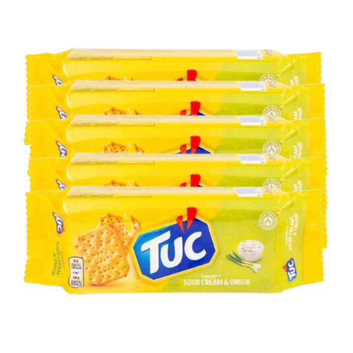 Tuc Sour Cream & Onion 100g Assorted Pack Biscuits & Cereal Bars tuc 5 x100g