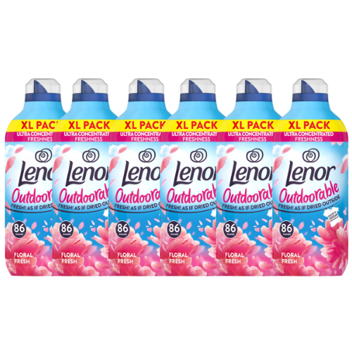 Lenor Outdoorable Fabric Conditioner Floral Fresh 1204ml(86 Washes) Assorted Packs Laundry - Fabric Conditioner Lenor Pack of 6