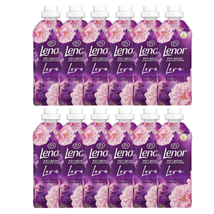 Lenor Fabric Conditioner Exotic Bloom Moonlight Lily 26 Washes Assorted Packs Laundry - Fabric Conditioner FabFinds Pack of 12