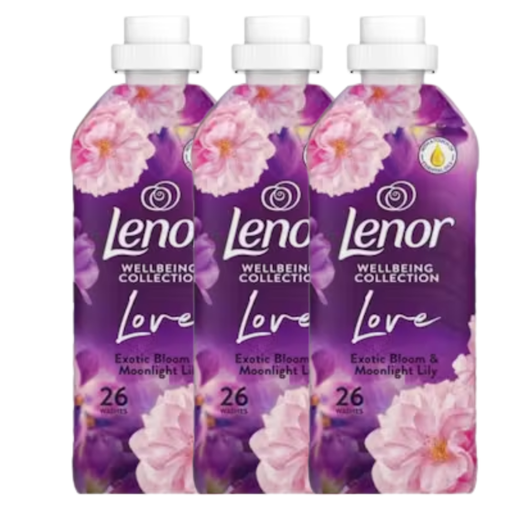 Lenor Fabric Conditioner Exotic Bloom Moonlight Lily 26 Washes Assorted Packs Laundry - Fabric Conditioner FabFinds Pack of 3