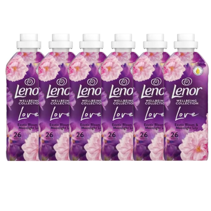 Lenor Fabric Conditioner Exotic Bloom Moonlight Lily 26 Washes Assorted Packs Laundry - Fabric Conditioner FabFinds Pack of 6