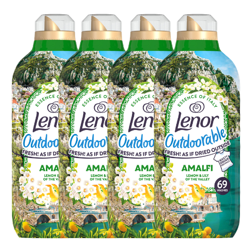 Lenor Outdoorable Amalfi Fabric Conditioner Lemon and Lily of the Valley 69 Washes 966ml Assorted Packs Laundry - Fabric Conditioner Lenor Pack of 4