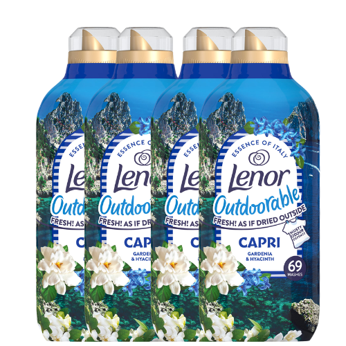 Lenor Outdoorable Capri Fabric Conditioner Gardenia and Hyacinth 69 Washes 966ml Assorted Packs Laundry - Fabric Conditioner Lenor Pack of 4