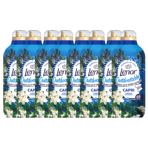 Lenor Outdoorable Capri Fabric Conditioner Gardenia and Hyacinth 69 Washes 966ml Assorted Packs Laundry - Fabric Conditioner Lenor Pack of 8