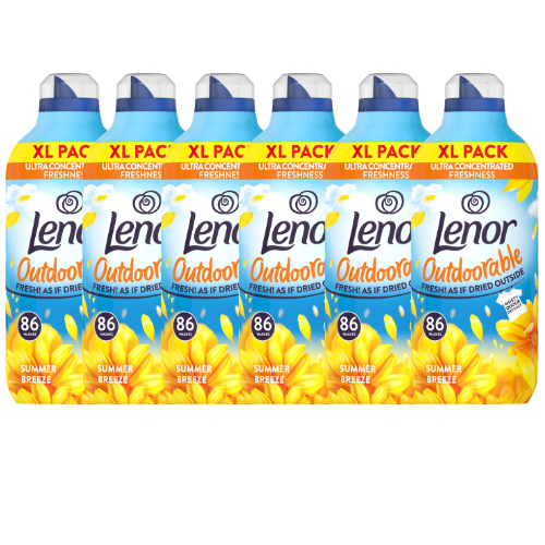 Lenor Outdoorable Fabric Conditioner Summer Breeze 1204ml(86 Washes) Assorted Packs Laundry - Fabric Conditioner Lenor Pack of 6