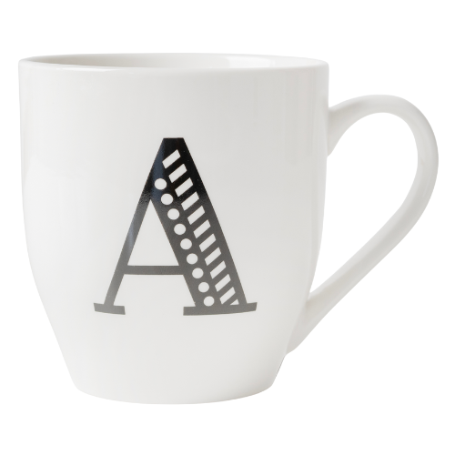 Black and White Initial Hugga Mug Assorted Letters 11cm