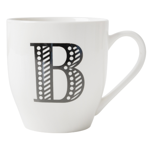Black and White Initial Hugga Mug Assorted Letters 11cm