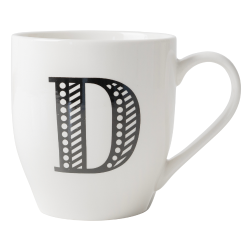 Black and White Initial Hugga Mug Assorted Letters 11cm