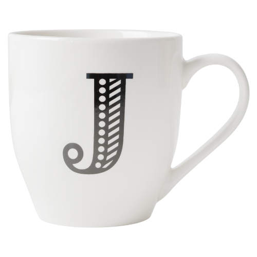 Black and White Initial Hugga Mug Assorted Letters 11cm