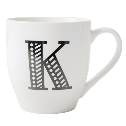 Black and White Initial Hugga Mug Assorted Letters 11cm