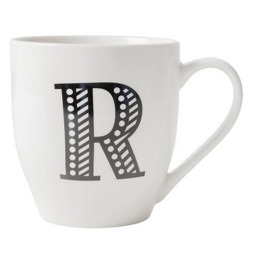 Black and White Initial Hugga Mug Assorted Letters 11cm