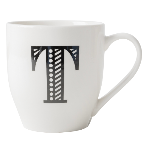 Black and White Initial Hugga Mug Assorted Letters 11cm