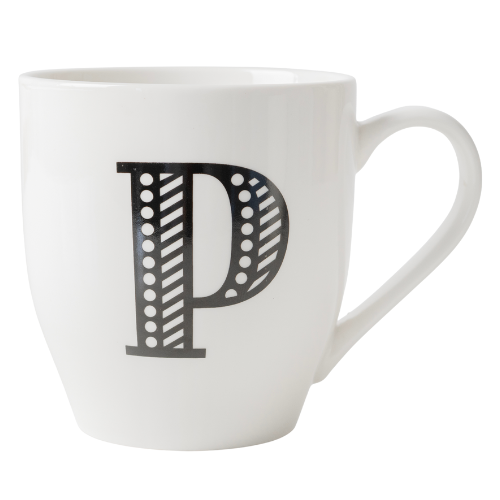 Black and White Initial Hugga Mug Assorted Letters 11cm