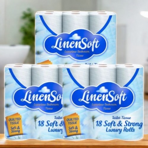 Linen & Soft Strong Toilet Tissue 54 Rolls (3 x 18 Pack) Toilet Roll & Wipes FabFinds