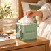 Little Duck UltraSoft Boutique Cube Tissues 56 Sheets 3 Ply on a bedside table