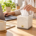 Little Duck UltraSoft Boutique Cube Tissues 56 Sheets 3 Ply on a home office desk