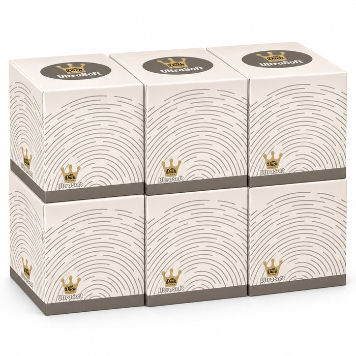 Little Duck UltraSoft Boutique Cube Tissues 56 Sheets 3 Ply, Neutral Abstract design, pack of 6