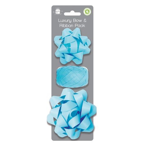 Light Blue Luxury Bow & Ribbon 3 Pack Christmas Tags & Bows FabFinds   