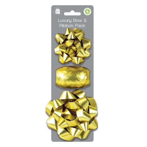 Gold Luxury Bow & Ribbon 3 Pack Christmas Tags & Bows FabFinds   