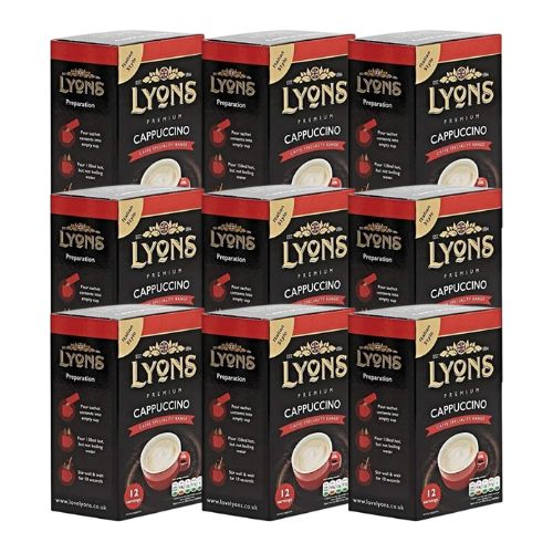 Lyons Premium Instant Cappuccino Coffee x 12 Sachets 15g Assorted Pack Size Coffee Lyons 9 x 15g