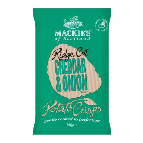 Mackies Of Scotland Ridge Cut Cheddar & Onion Crisps 150g Crisps, Snacks & Popcorn MACKIES   