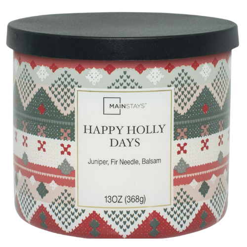 Mainstays Scented 3 Wick Jar Candle Happy Holly Days 13oz Candles Mainstays