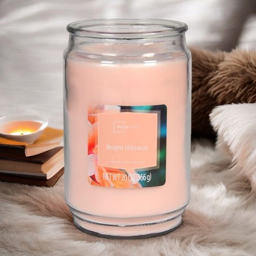 Mainstays Bright Hibiscus Jar Candle 566g 20oz Candles FabFinds   