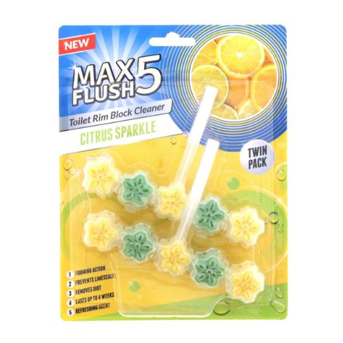 Max5 Toilet Rim Block Cleaner Citrus Sparkle Twin Pk Toilet Cleaners max5   
