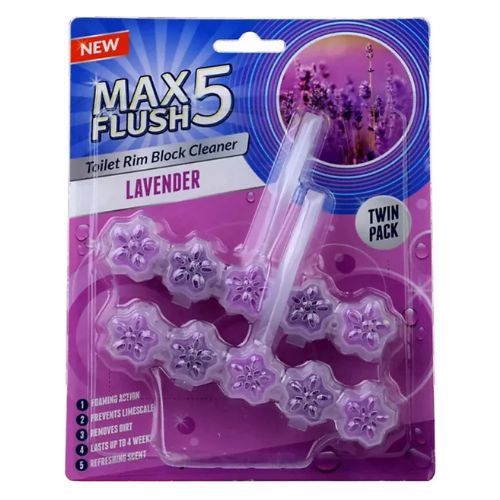 Max5 Flush Lavender Toilet Rim Block Cleaner Twin Pk Toilet Cleaners max5   