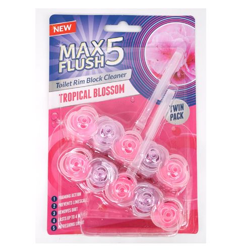Max5 Flush Toilet Rim Block Cleaner Tropical Blossom Twin Pk Toilet Cleaners max5   