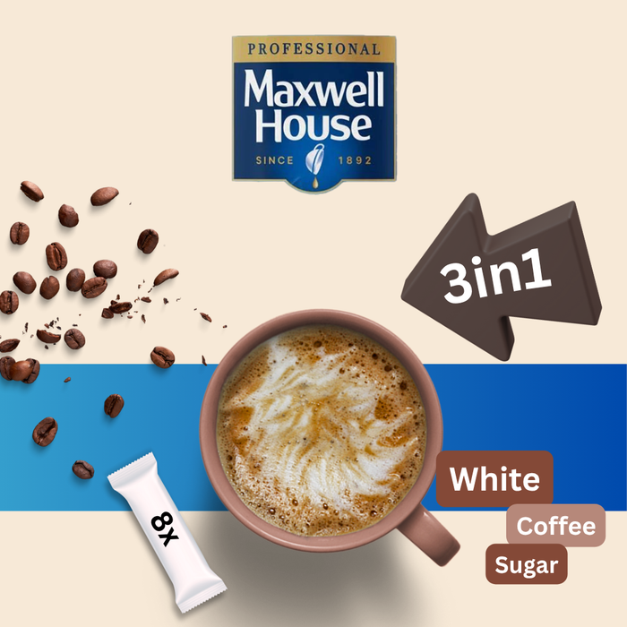 Maxwell House Instant 3 in 1 Sugar Coffee 8 Sachets 11g Assorted Packs Coffee Maxwell House