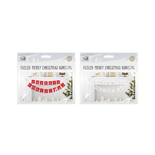 Foiled Merry Christmas Bunting 2m Christmas Decoration FabFinds   