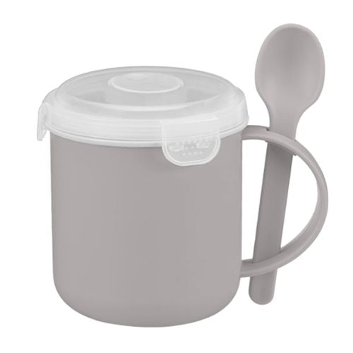 Natural Microwavable Soup Mug With Spoon Food Storage FabFinds Natural  